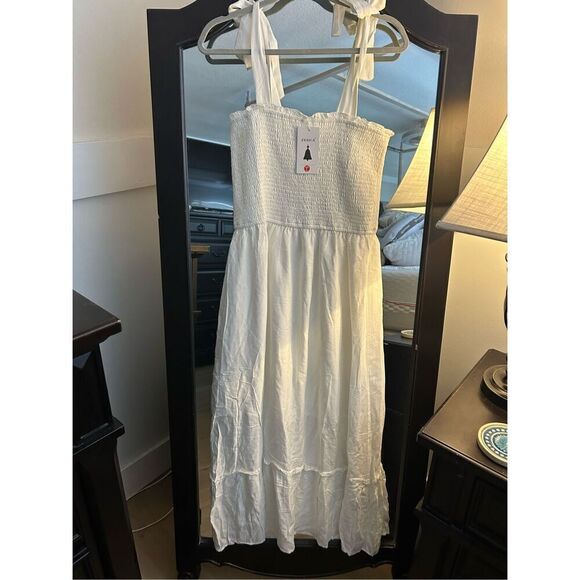 NEW Tie Strap Ruffle A Line Beach Long Maxi Dress L 12/14 - Picture 7 of 9